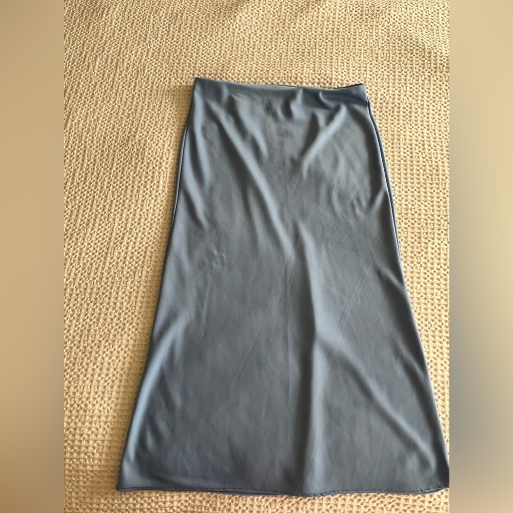 Blue satin skirt